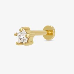 Scream Pretty 18ct Gold Plated Cubic Zirconia Single Star Stud Earrings SPG-4a