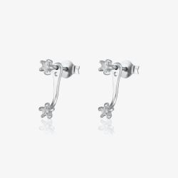 Scream Pretty Silver Rhodium Plated Cubic Zirconia Star Ear Jacket Earrings SPS-213