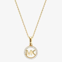 Michael Kors Custom 14ct Gold Plated Logo Starter Necklace MKC1108AN710