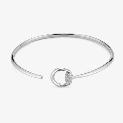 Gucci Horsebit 18ct White Gold Diamond Cuff Bangle YBA832971001017