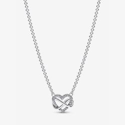 PANDORA Silver Sparkling Infinity Heart Necklace 392666C01-50