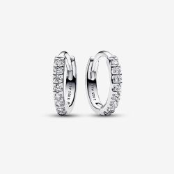 PANDORA Silver Sparkling Huggie Hoop Earrings 293015C01