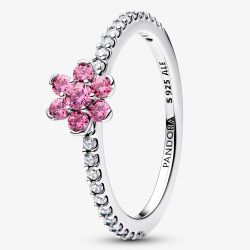 PANDORA Sterling Silver Sparkling Pink Flower Ring 194499C02