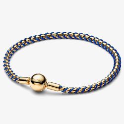 PANDORA 14ct Gold-Plated Blue Cord Box Chain Bracelet 563816C02