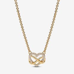 PANDORA 14ct Gold Plated Sparkling Infinity Heart Collier Necklace 362666C01-50