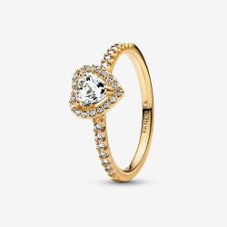 PANDORA 14ct Gold Plated Elevated Heart Ring 168421C01