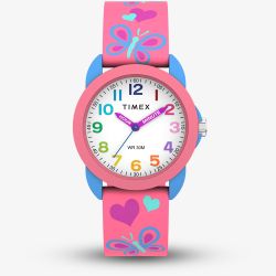 Timex Girls Time Teacher 30mm Pink Silicone Strap Watch TW2Y59700