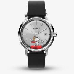 Timex Mens Marlin Automatic x Peanuts Snoopy Flying Ace Leather Watch TW2W49600