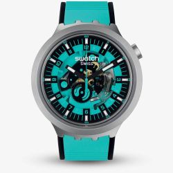 Swatch Mens Mint Trim Turquoise Watch SB07S111
