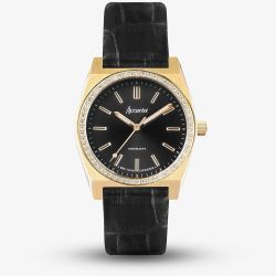 Accurist Ladies Origin Black Leather Strap Watch 70014