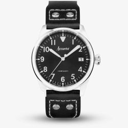 Accurist Aviation Black Leather Watch 76004