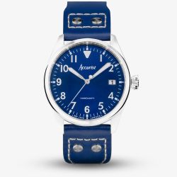 Accurist Mens Aviation Blue Leather Strap Watch 76001