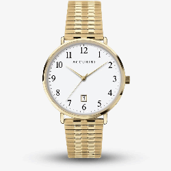Accurist Mens Gold Plated White Dial Watch 7372