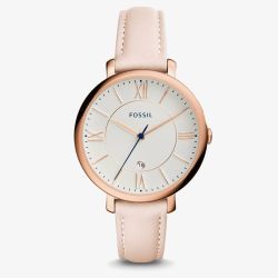 Fossil Jacqueline Date Blush Leather Strap Watch ES3988