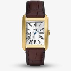 Fossil Carraway Mens Brown Leather Watch 