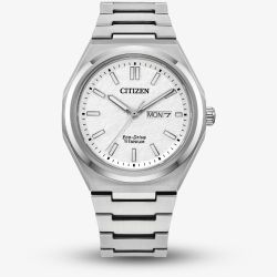 Citizen Zenshin Super Titanium Eco Drive Silver & White Watch AW0130-85A