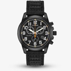 Citizen Eco-Drive Military Black Fabric Strap Watch AT0205-01E