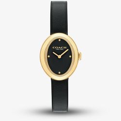 Coach Ladies Sammy Oval Dial Black Leather Strap Watch 14504421
