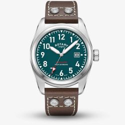 Rotary 1895 Pilot Automatic Green Dial Leather Watch GS05470/73