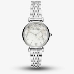 Emporio Armani Ladies White Marble Dial Bracelet Watch AR11170