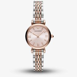 Emporio Armani Ladies Pink Dial Two Tone Bracelet Watch AR11223