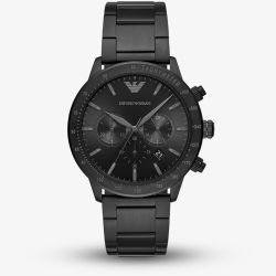 Emporio Armani Mens Mario Black Chronograph Bracelet Watch AR11242