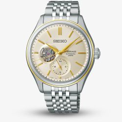 Seiko Mens Presage Classic Open Heart Champagne Dial Watch SPB480J1