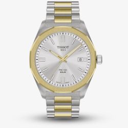 Tissot Mens PRC 100 Solar Silver Dial Two Tone Bracelet Watch T151.422.22.031.00