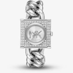 Michael Kors Ladies Chain Lock Silver Watch MK4718