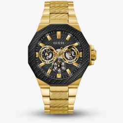 Guess Mens Indy Gold Tone Textured Bezel Watch GW0636G2
