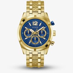 Guess Mens Resistance Gold Tone Blue Dial Watch GW0714G2