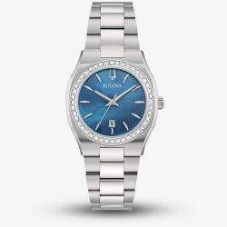 Bulova Surveyor Blue Mother Of Pearl Diamond Watch 96R246