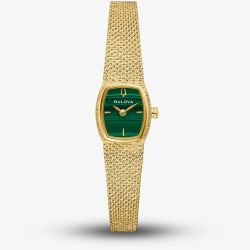 Bulova Ladies Goddess Of Time Gold Plated Green Dial Watch 97L184