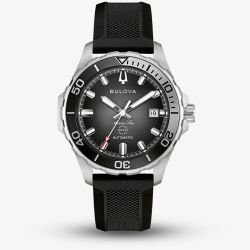 Bulova Mens Marine Star Black Rubber Strap Watch 98B465