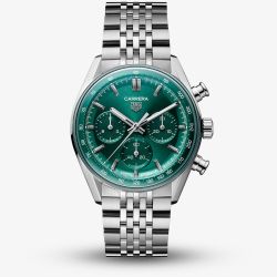 TAG Heuer Mens Carrera Chronograph Green Bracelet Watch CBS2115.BA0053