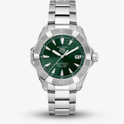 TAG Heuer Mens Aquaracer Professional 200 Solargraph Green Dial Stainless Steel Bracelet Watch WBP1118.BA0047