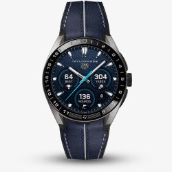 TAG Heuer Mens Connected Calibre E5 X TaylorMade Edition Blue Leather Strap Smart Watch SBT8A86.EB0421