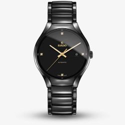 Rado Mens True Diamonds Automatic Black Ceramic Bracelet Watch R27056712