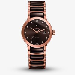 Rado Ladies Centrix Diamonds Automatic Brown and Rose Ceramic Bracelet Watch R30183752