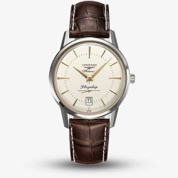 Longines Mens Flagship Heritage Brown Leather Strap Watch L4.795.4.78.2