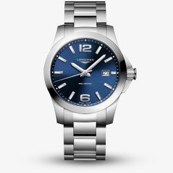 Longines Mens Conquest Blue Dial Stainless Steel Bracelet Watch L3.759.4.96.6