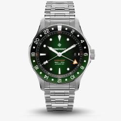 Bremont Mens Supermarine 300m GMT Tundra Green Dial Watch SM40-GMT-SS-GNBK-B