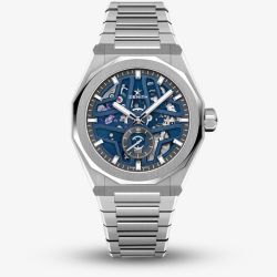 ZENITH Mens Defy Skyline Blue Skeleton Dial Stainless Steel Bracelet Watch 03.9300.3620/79.I001