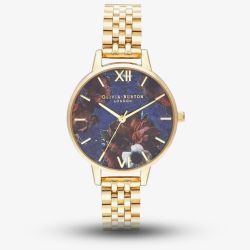 Olivia Burton Demi Lapis Lazuli Floral Dial Gold Plated Bracelet Watch OB16SP13