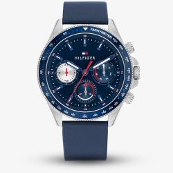 Tommy Hilfiger Mens Clark Blue Leather Strap Watch 1792209