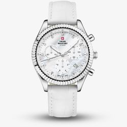  Swiss Military Ladies Elegant White Mother Of Pearl Chronograph Watch SM30207.06