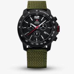  Swiss Military Mens Army Style Chronograph Green Fabric Strap Watch SM34033.07