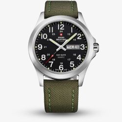  Swiss Military Mens Classic Green Fabric Strap Watch SMP36040.05
