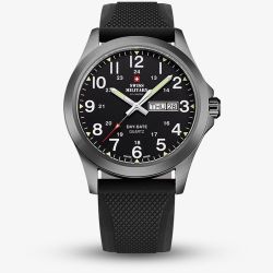  Swiss Military Mens Classic Black Rubber Strap Watch SMP36040.20