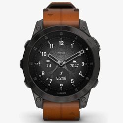 Garmin epix 2 47mm Black Case & Leather Strap Smartwatch 010-02582-30